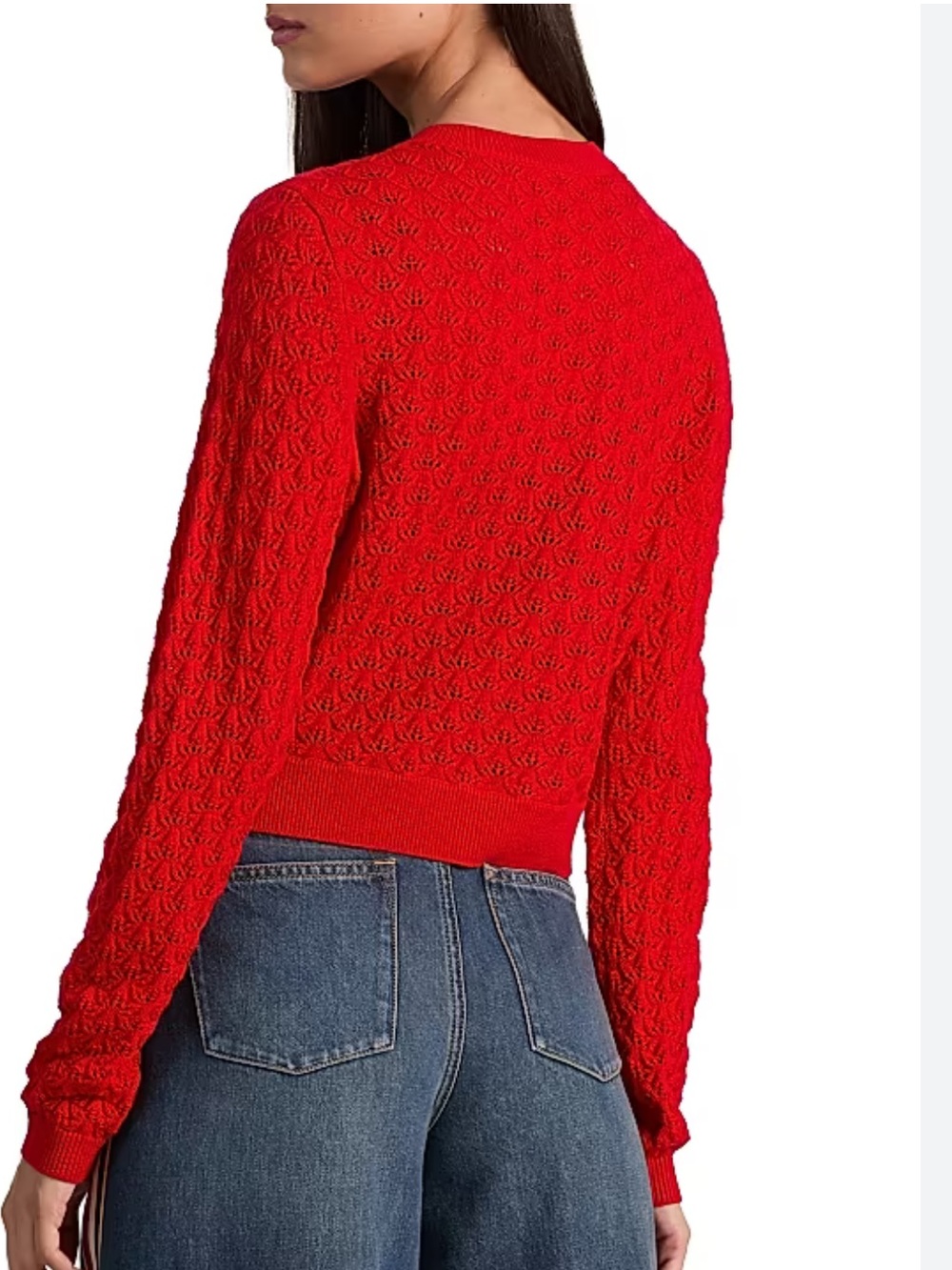 Alice + Olivia Vibrant Red Textured Knit Crewneck Sweater